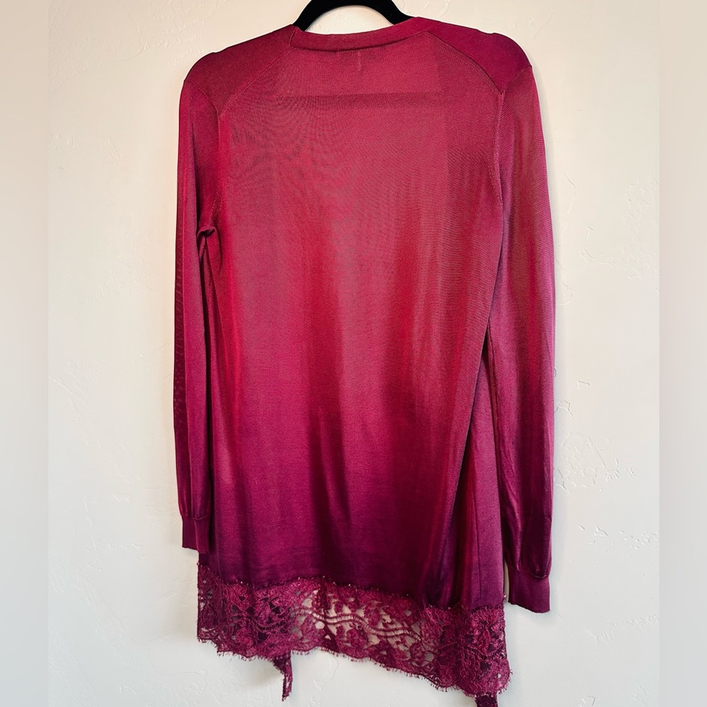Emilio Pucci Cardigan Long Open Front Silk DesignerDeep Burgundy SIZE Small NEW! - Picture 7 of 16